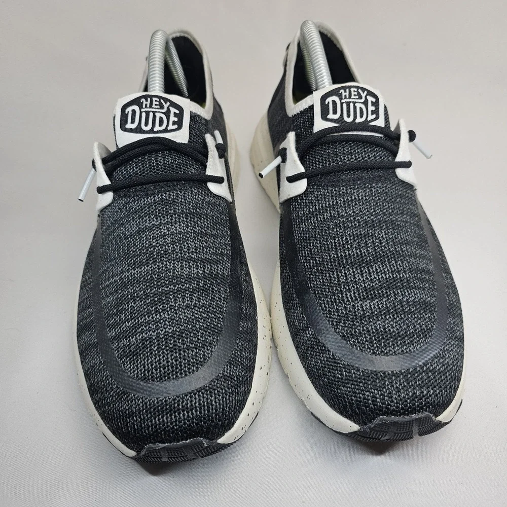 Hey Dude Sirocco Sport Mode Black White Knit Shoes Men's 9 Easy On Sneaker